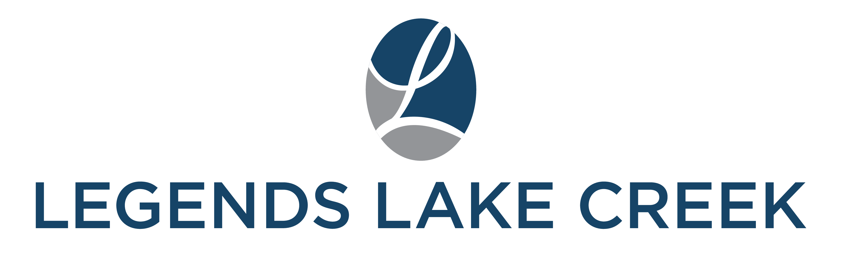 A logo with a leaf and the words "Legends Lake Creek".
